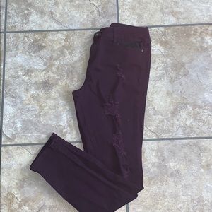 Cute distressed purple jeans